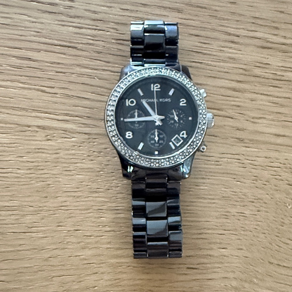 Michael Kors Black Crystal-Embellished Watch